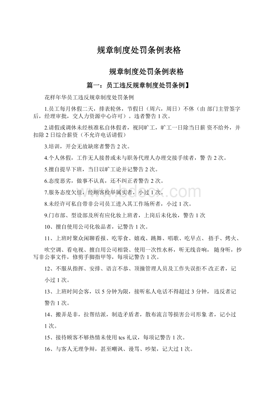 规章制度处罚条例表格Word格式文档下载.docx