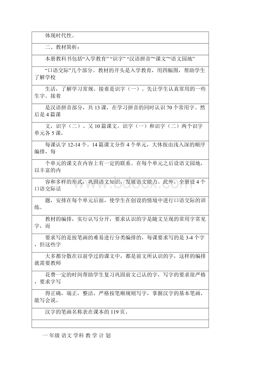 秋部编本人教版一年级语文上册一语教学计划附教学进度安排表Word文件下载.docx_第2页