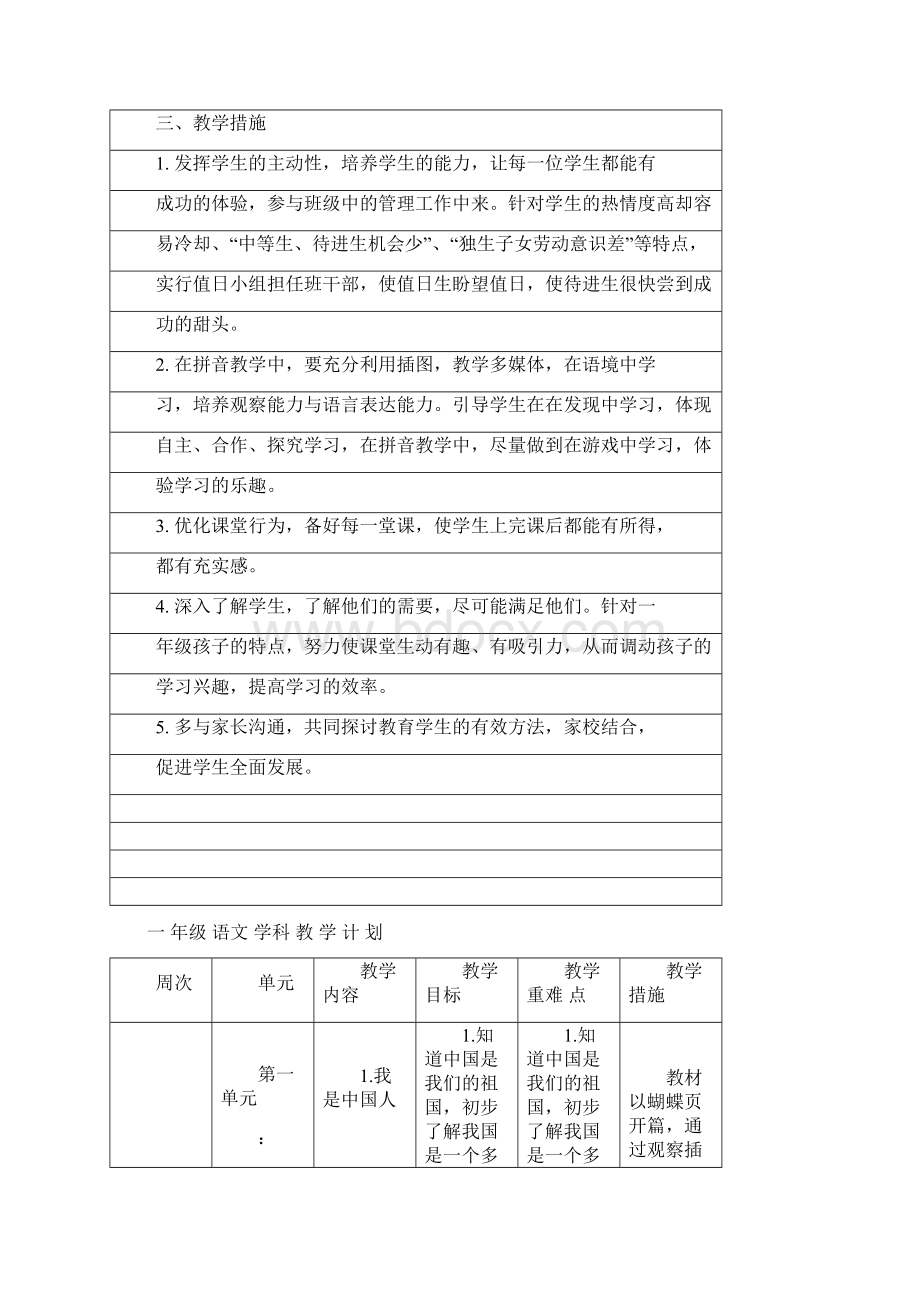 秋部编本人教版一年级语文上册一语教学计划附教学进度安排表Word文件下载.docx_第3页