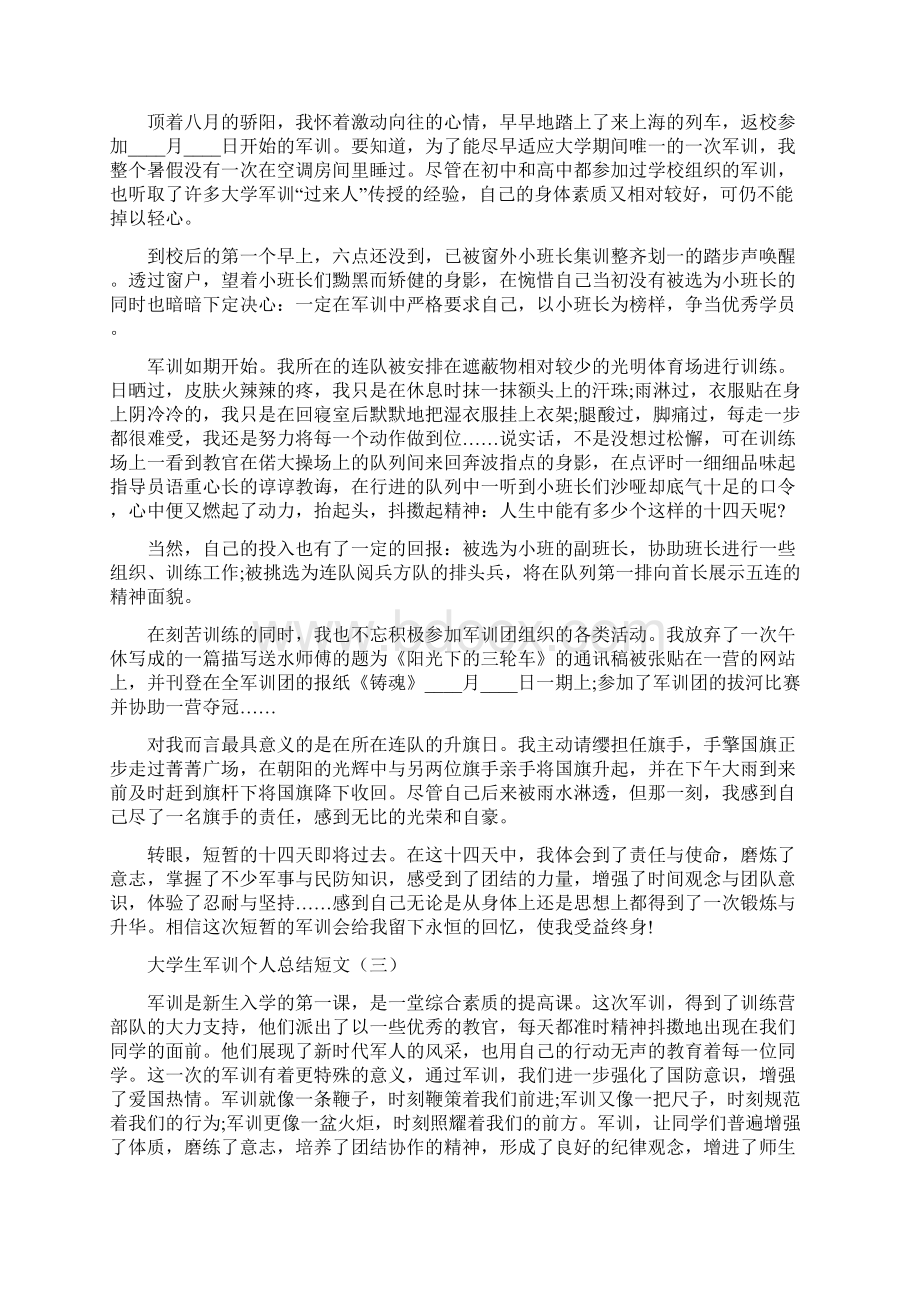 大学生军训个人总结短文10篇.docx_第2页