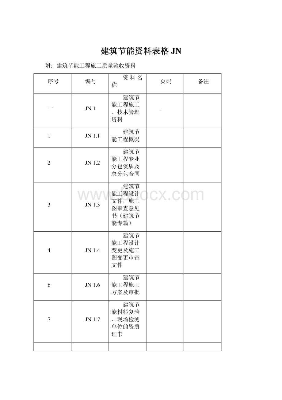 建筑节能资料表格JN.docx