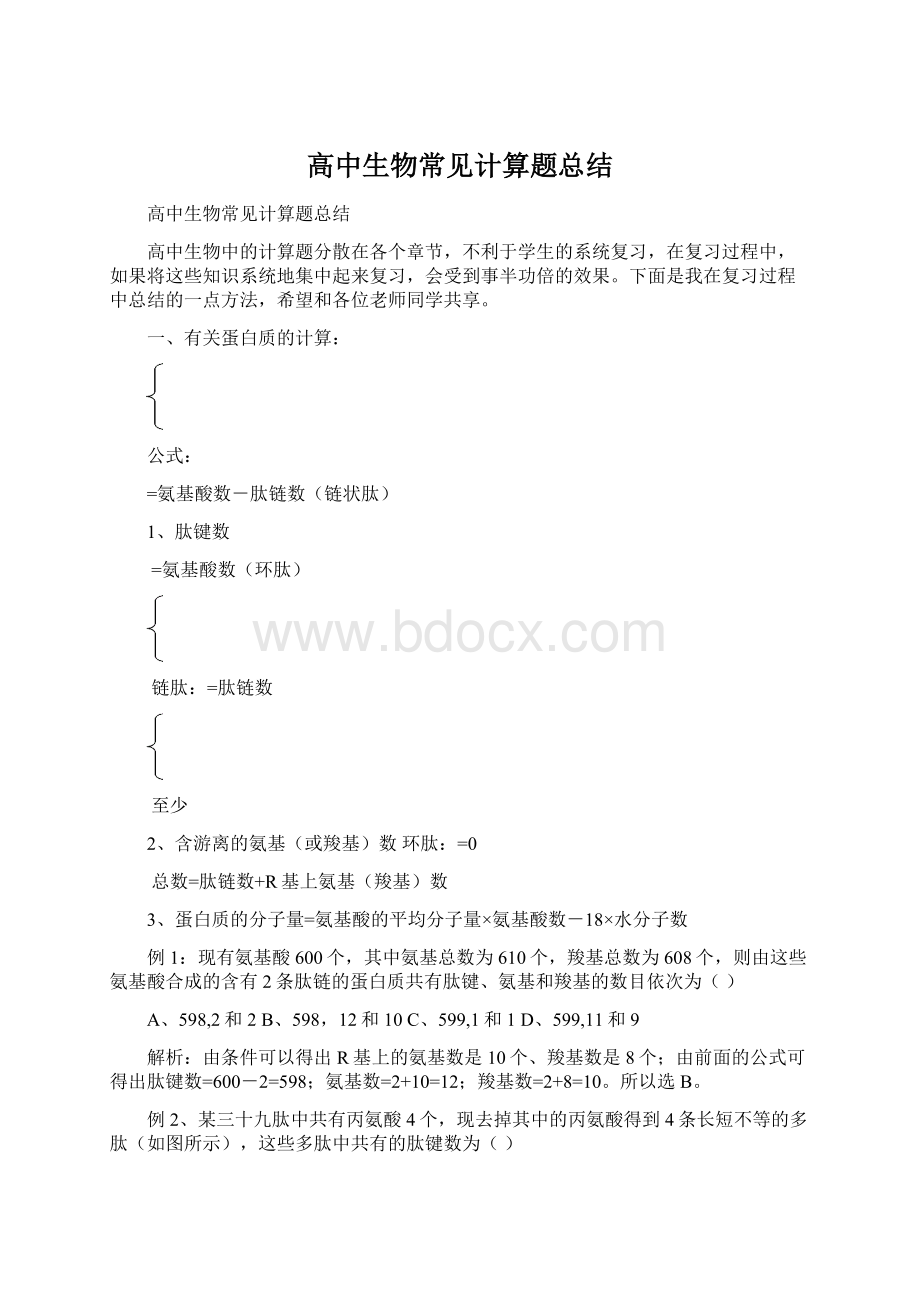 高中生物常见计算题总结Word文件下载.docx