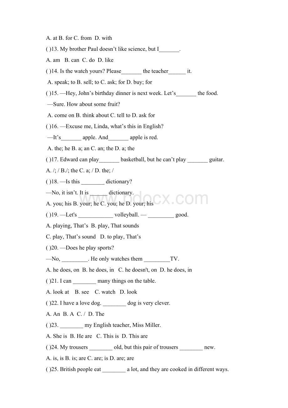 新目标七上英语易错题含答案Word文档格式.docx_第2页