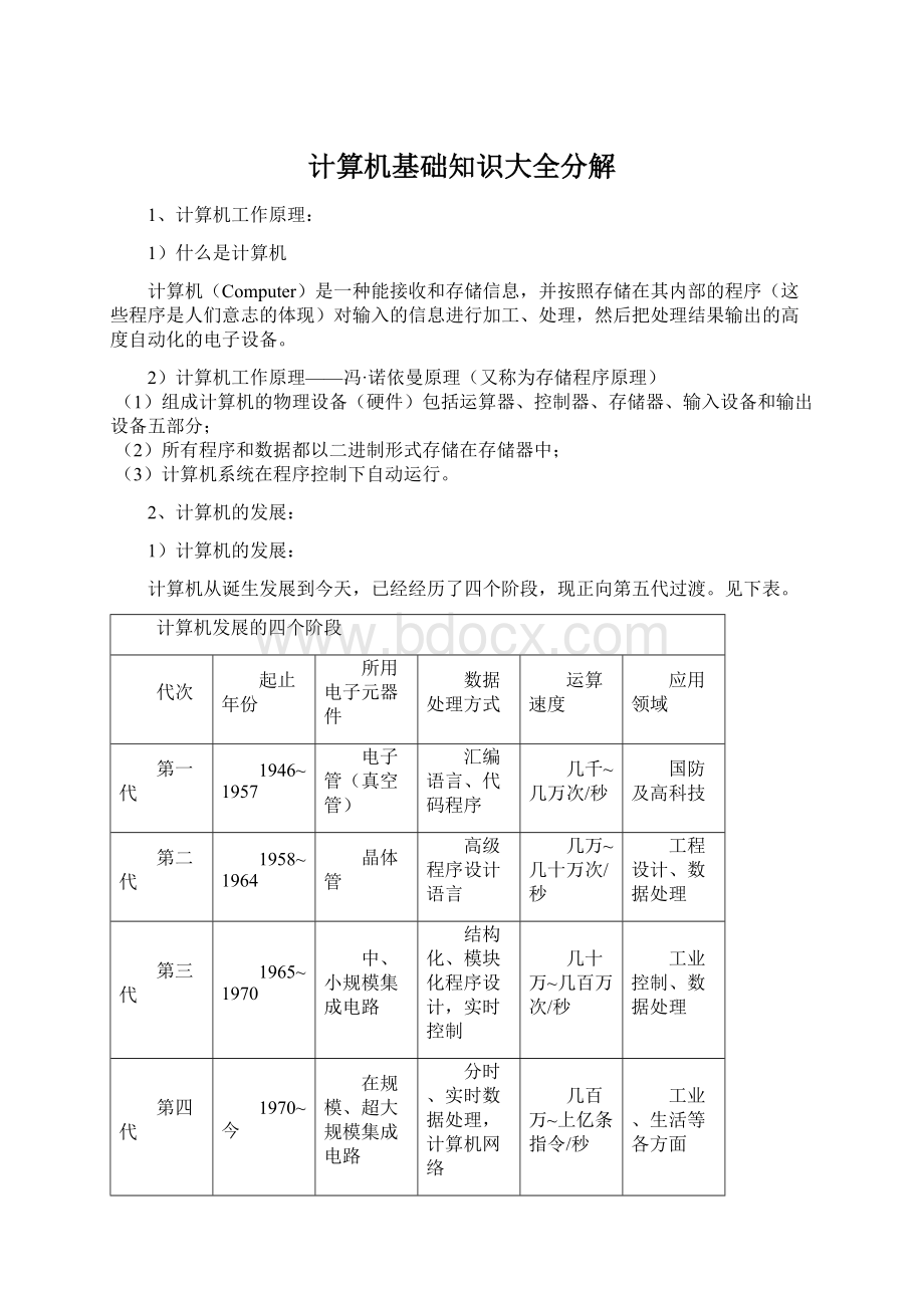 计算机基础知识大全分解Word下载.docx