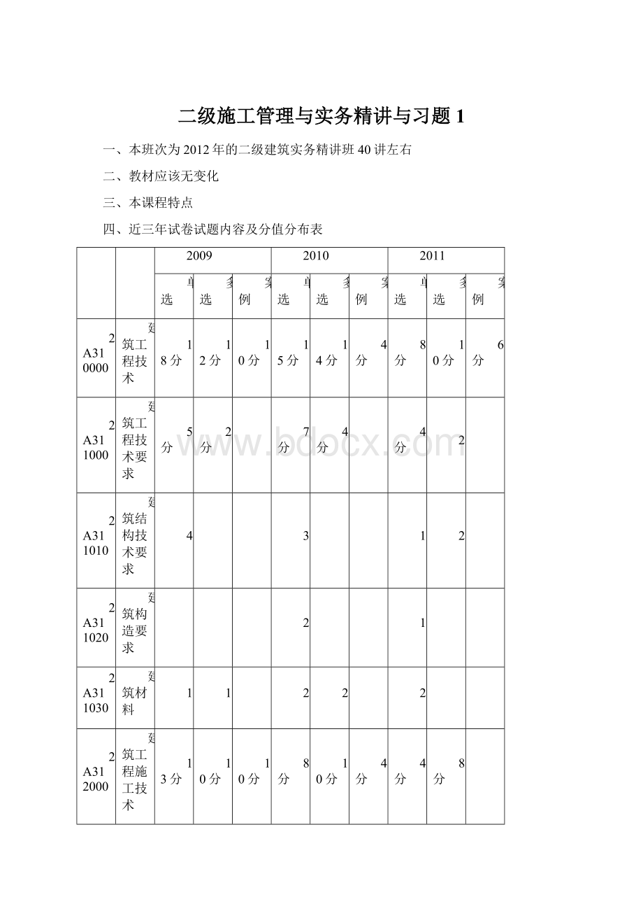 二级施工管理与实务精讲与习题1.docx