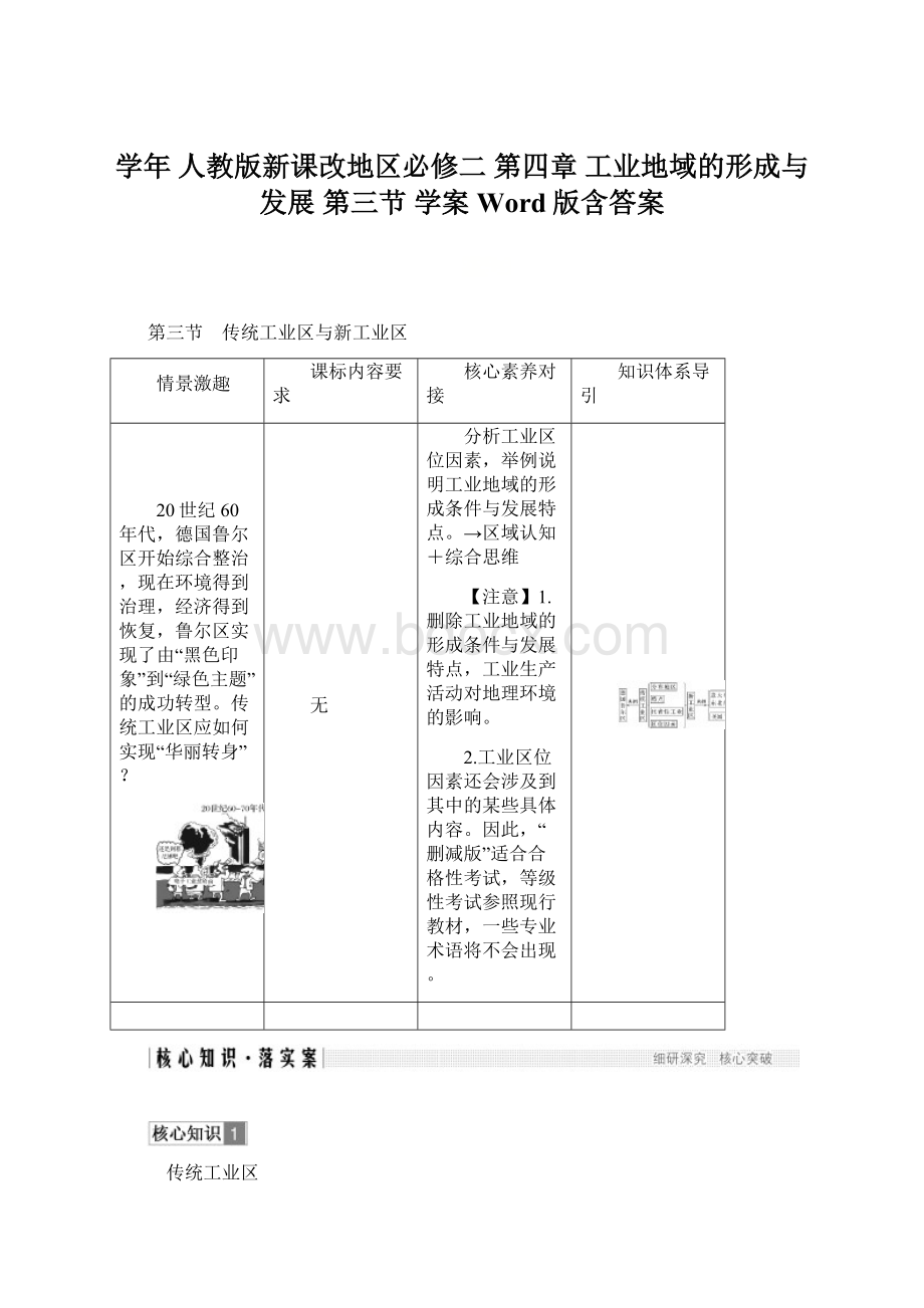 学年 人教版新课改地区必修二 第四章 工业地域的形成与发展 第三节 学案 Word版含答案.docx_第1页