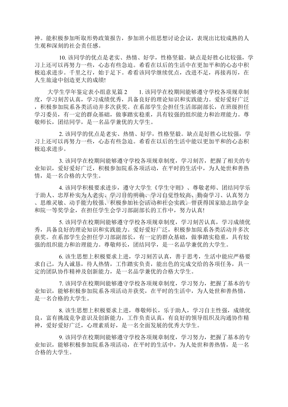 最新大学生学年鉴定表小组意见.docx_第2页