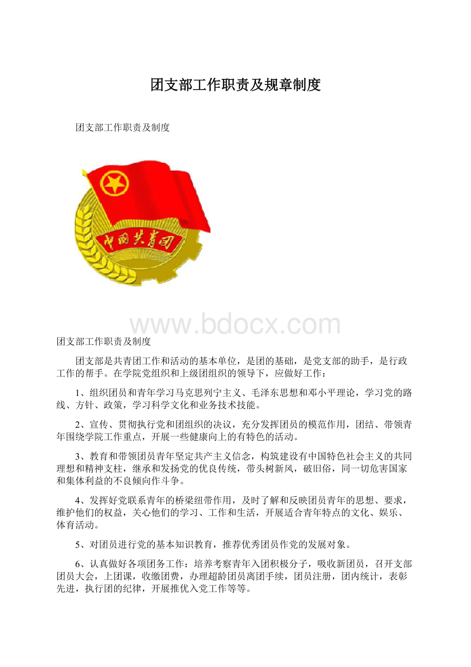 团支部工作职责及规章制度.docx