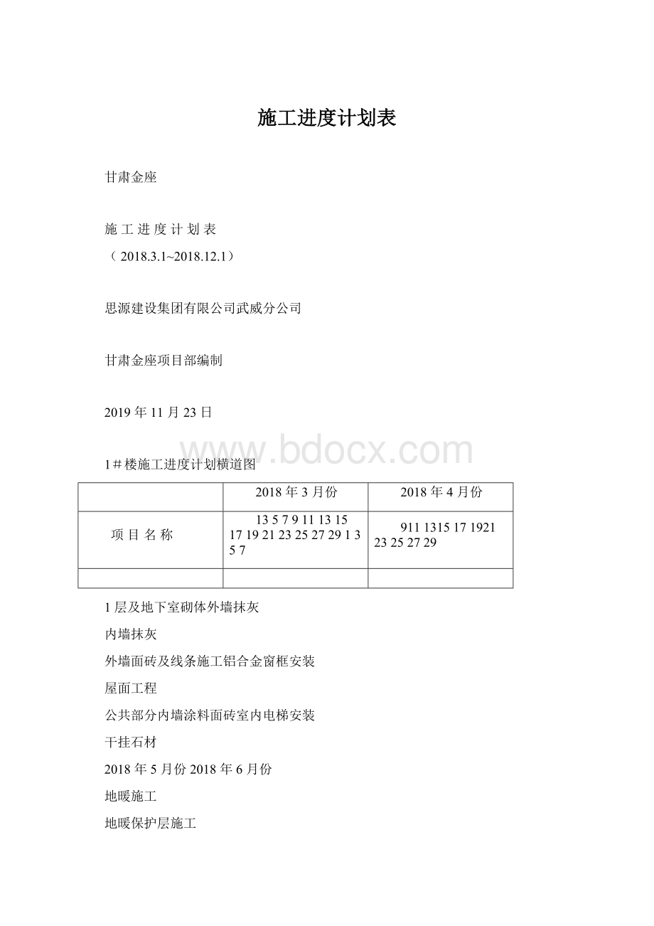 施工进度计划表Word文档下载推荐.docx