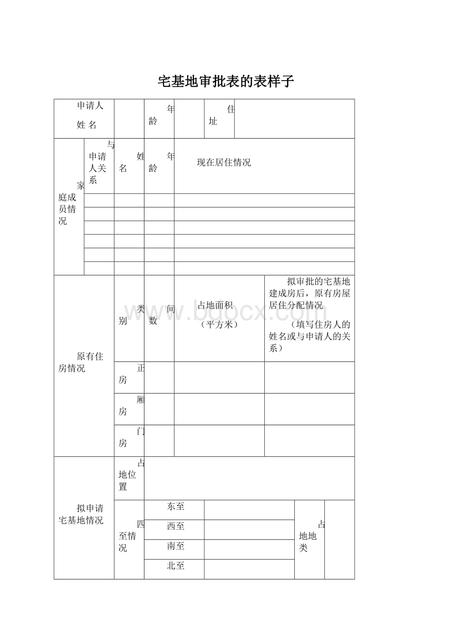 宅基地审批表的表样子文档格式.docx_第1页