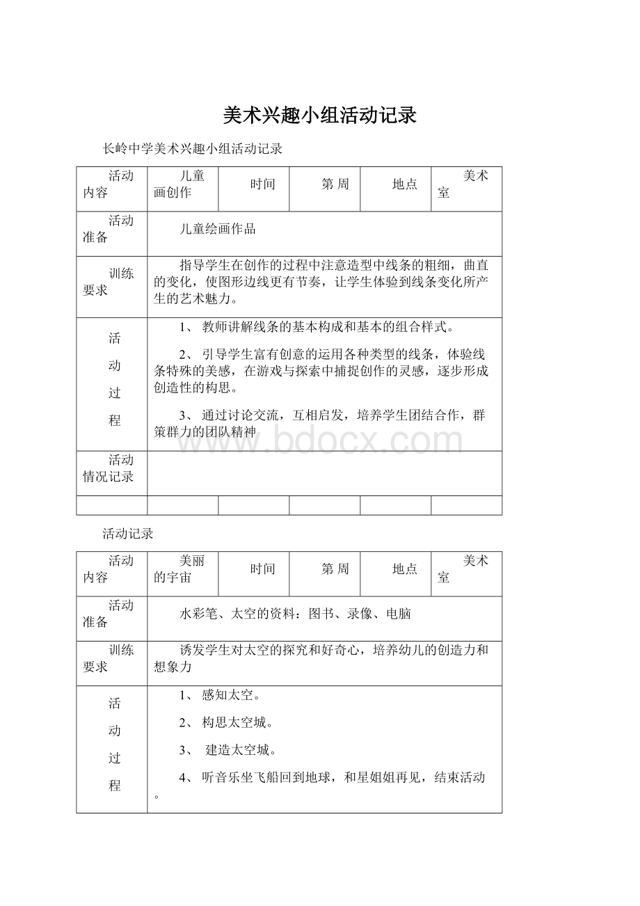 美术兴趣小组活动记录.docx_第1页