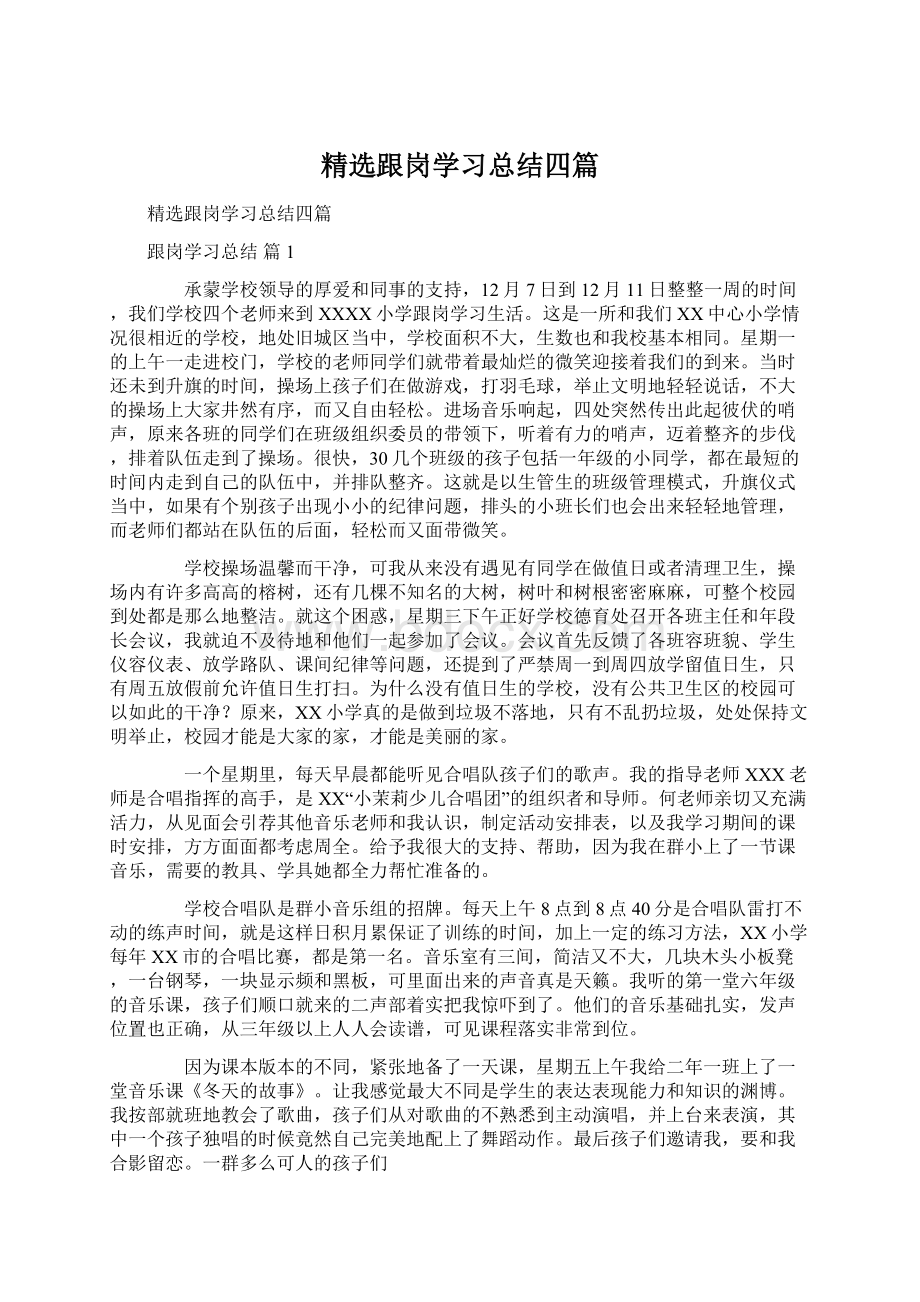 精选跟岗学习总结四篇.docx