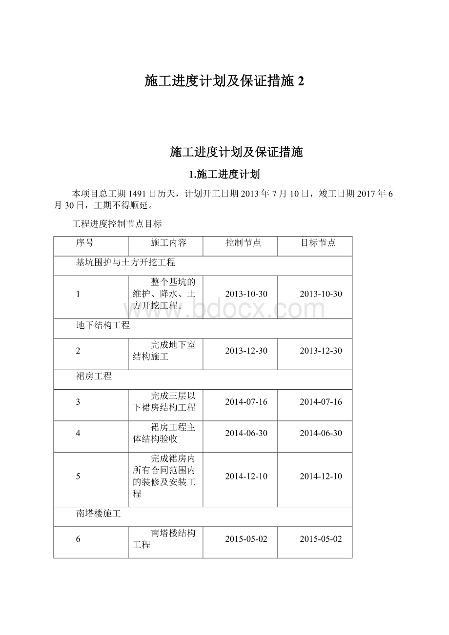 施工进度计划及保证措施 2.docx_第1页