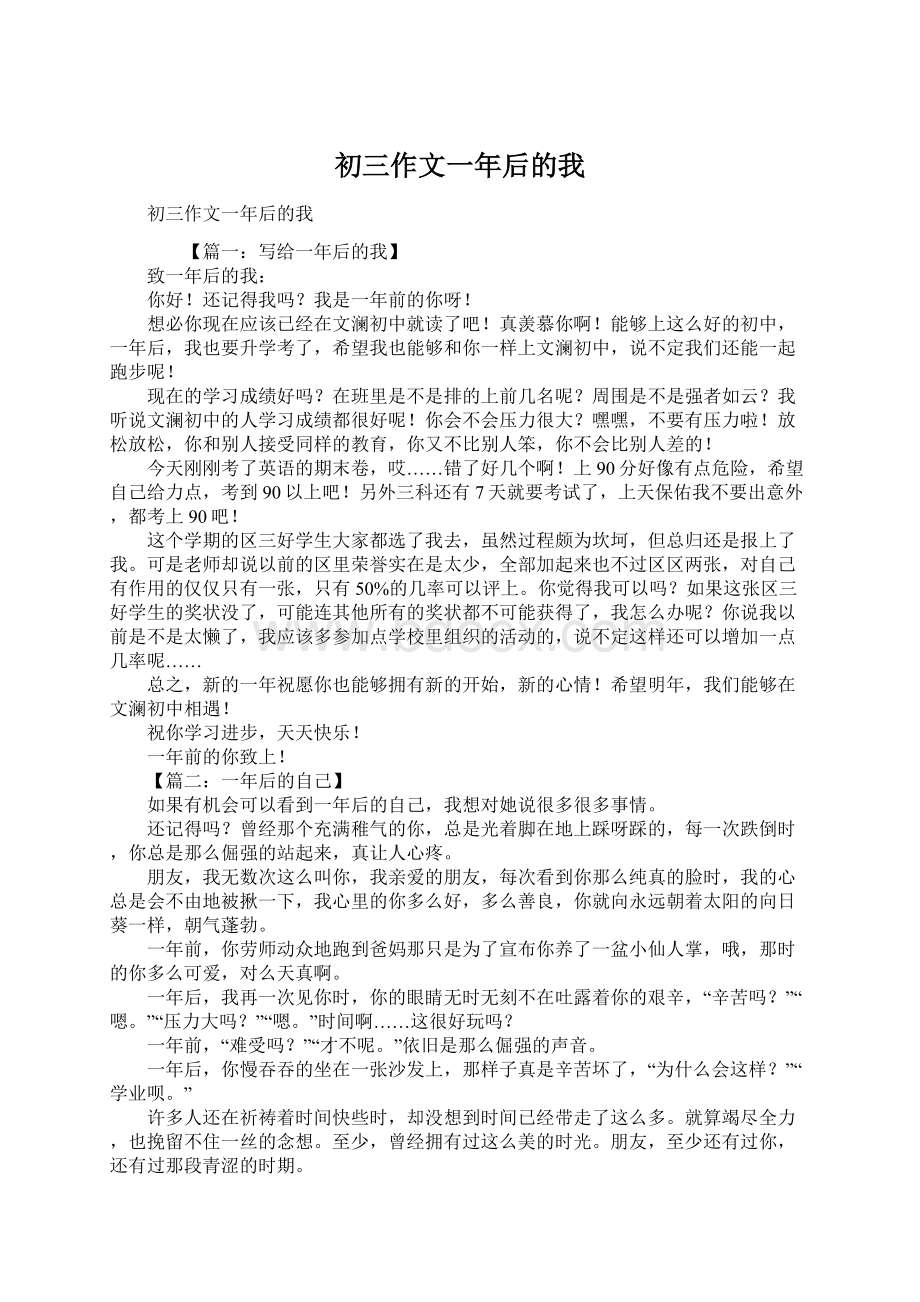 初三作文一年后的我.docx