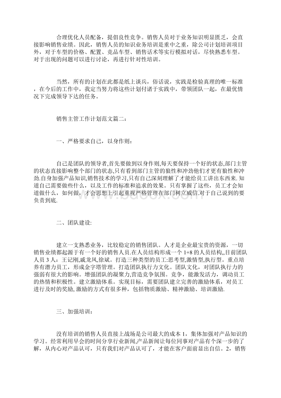 销售主管工作计划范文3篇Word文档格式.docx_第3页