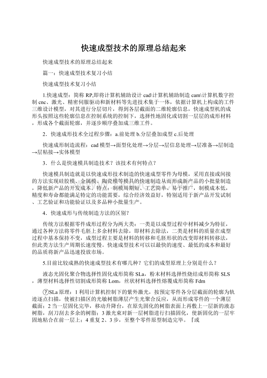 快速成型技术的原理总结起来Word格式文档下载.docx_第1页