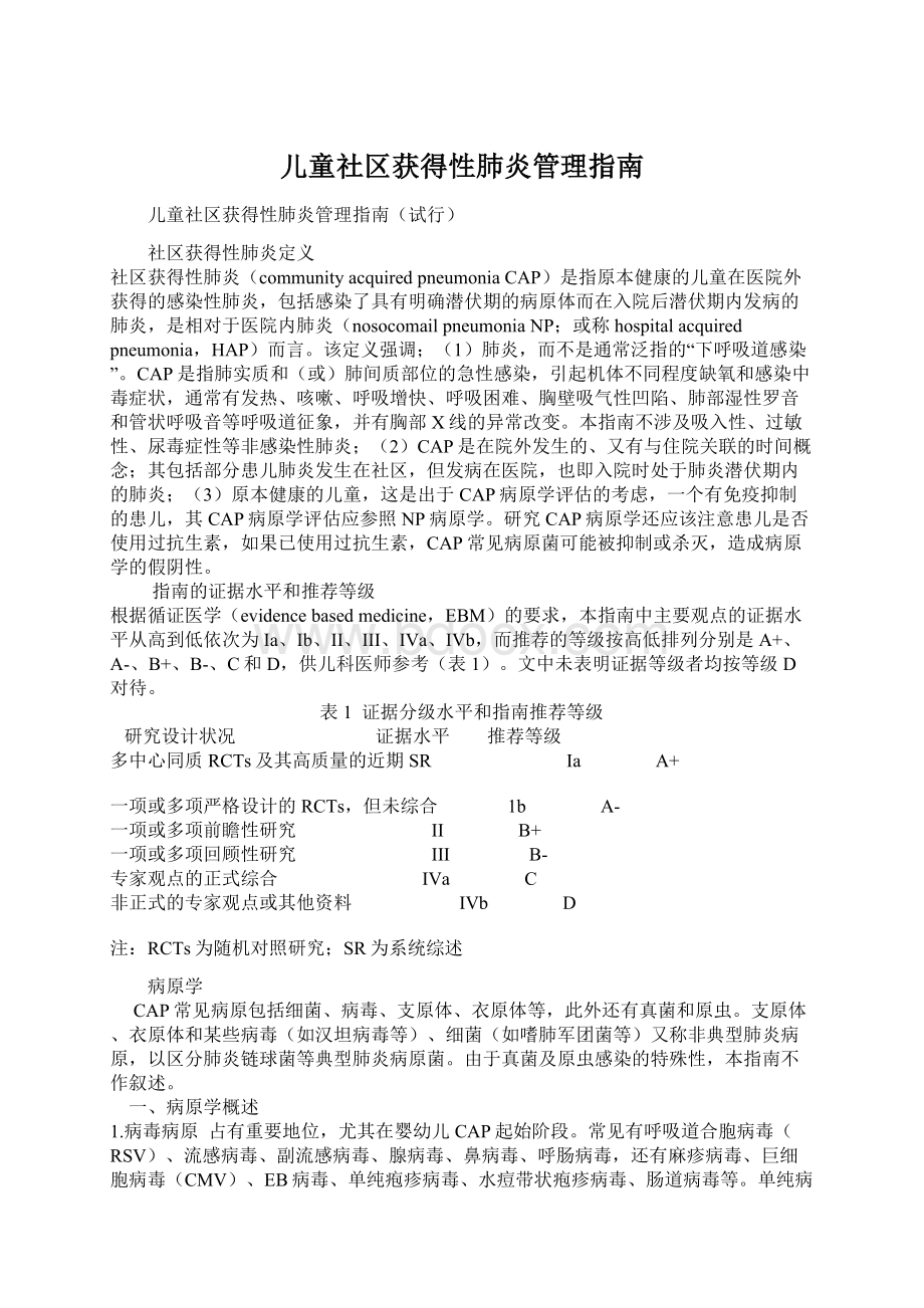 儿童社区获得性肺炎管理指南文档格式.docx_第1页