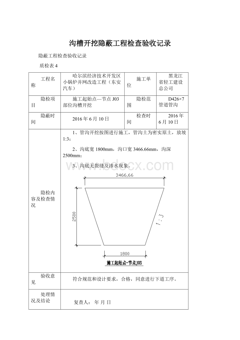 沟槽开挖隐蔽工程检查验收记录.docx_第1页