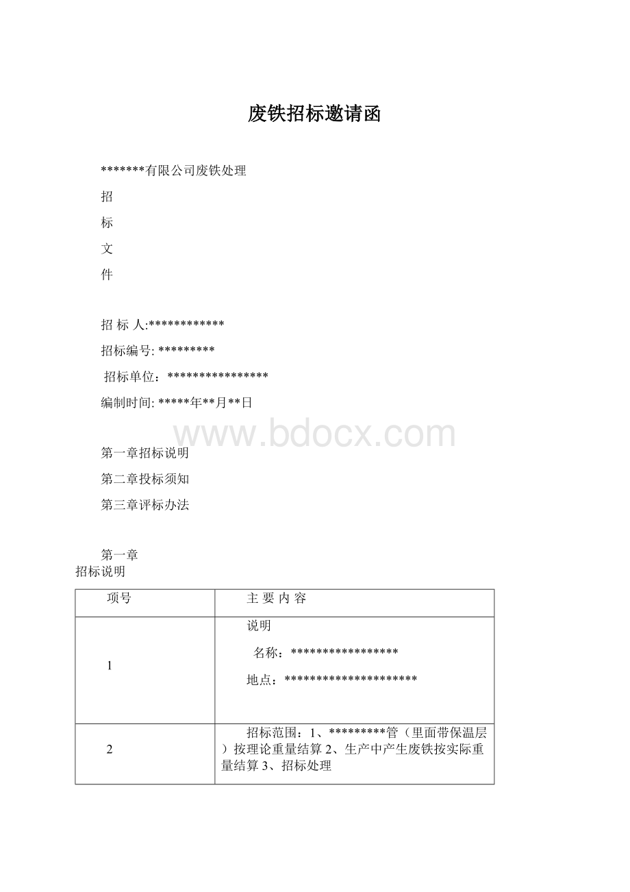 废铁招标邀请函文档格式.docx_第1页