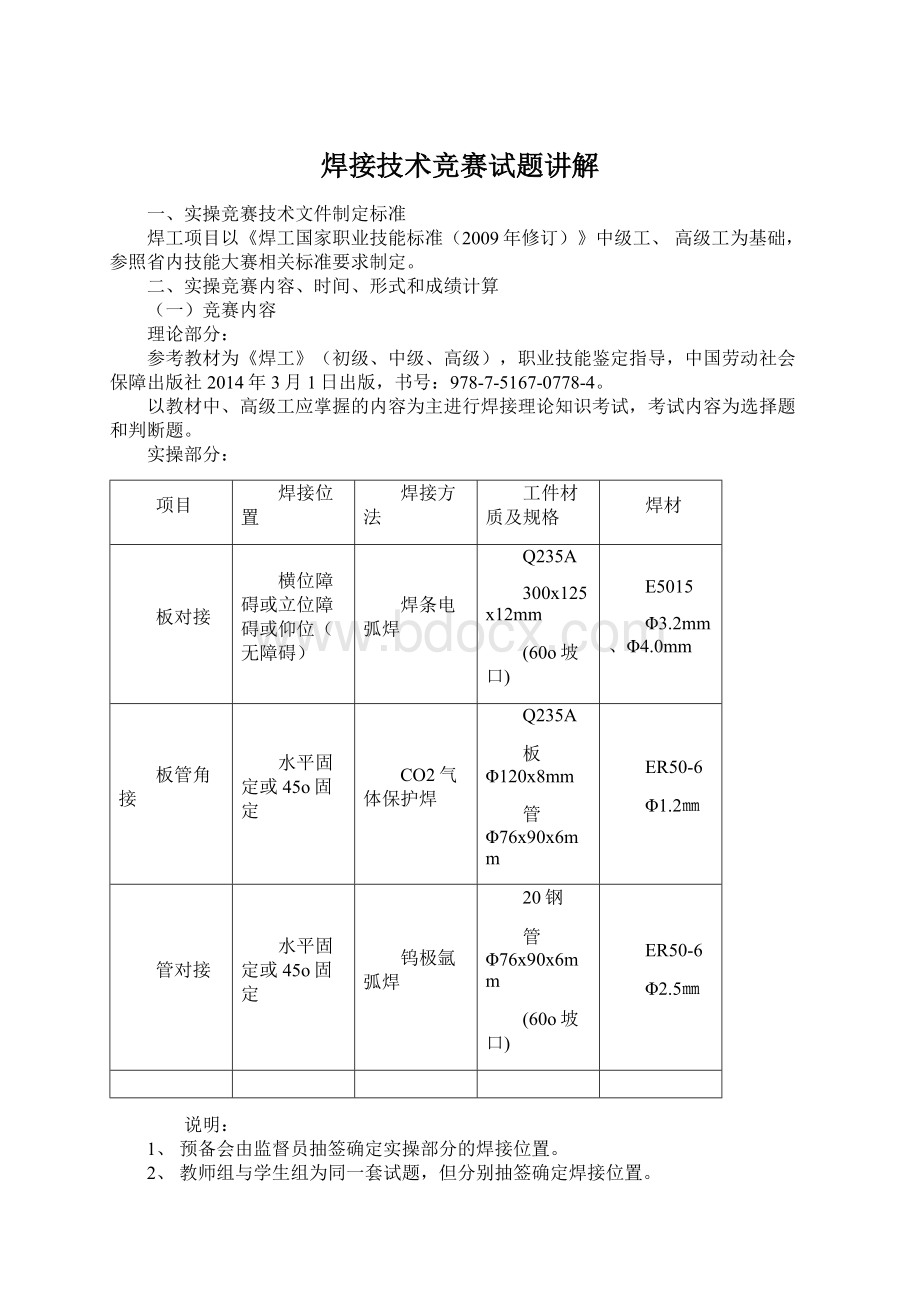 焊接技术竞赛试题讲解Word下载.docx