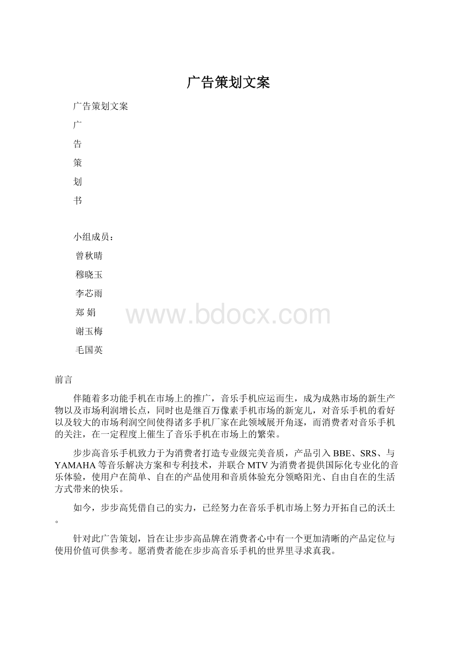 广告策划文案Word文档下载推荐.docx