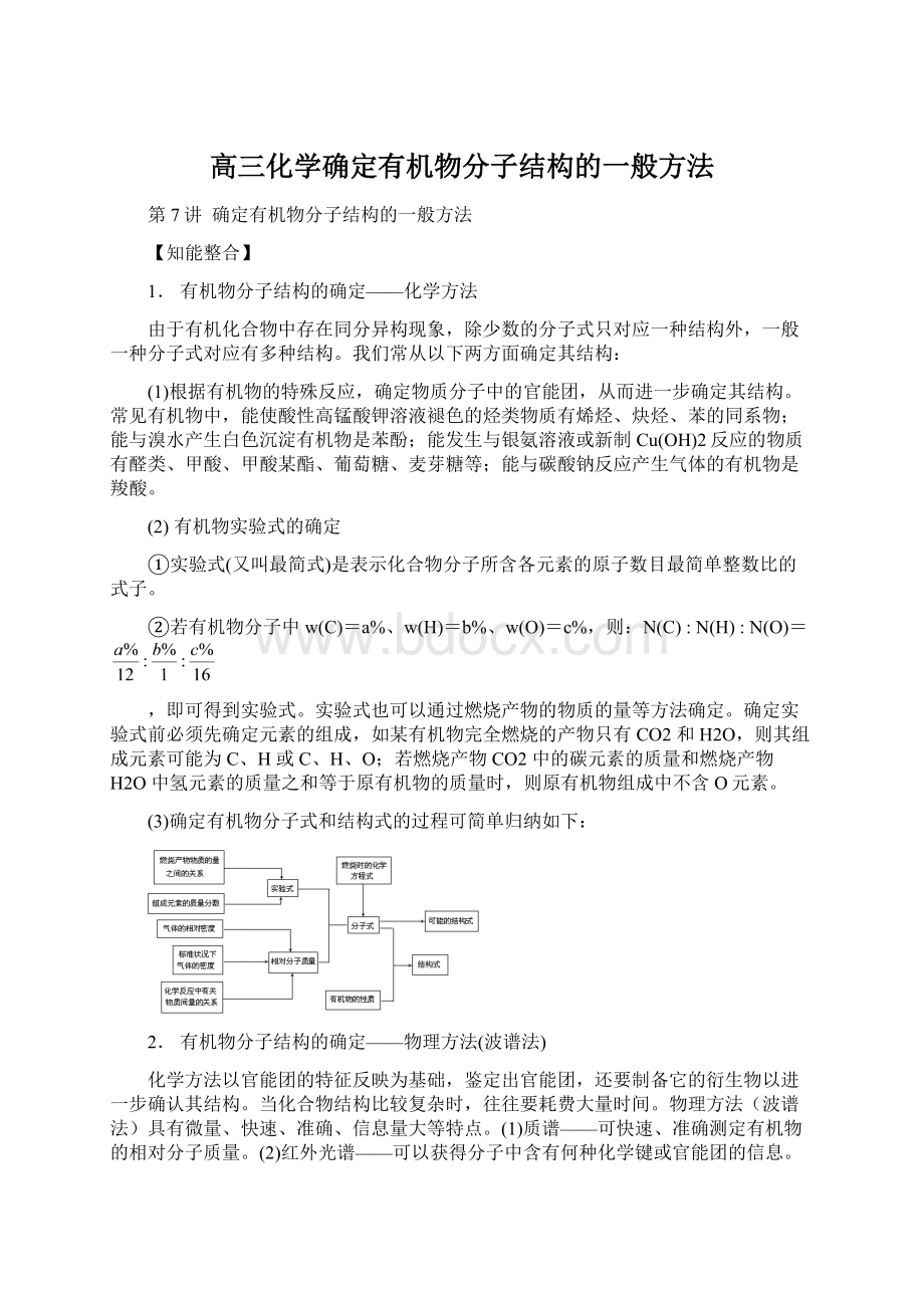 高三化学确定有机物分子结构的一般方法.docx_第1页