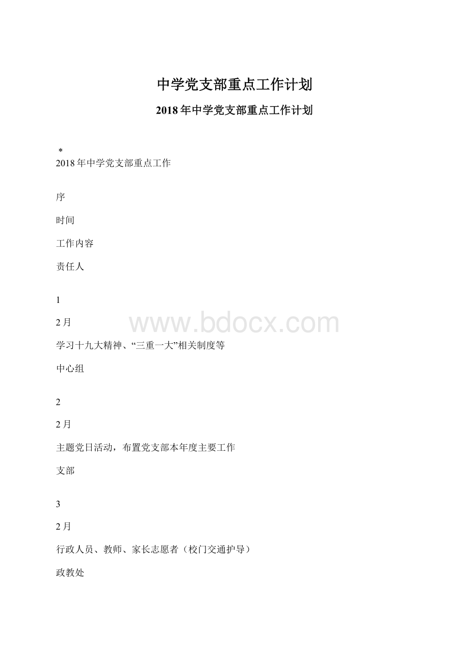 中学党支部重点工作计划Word文档格式.docx_第1页