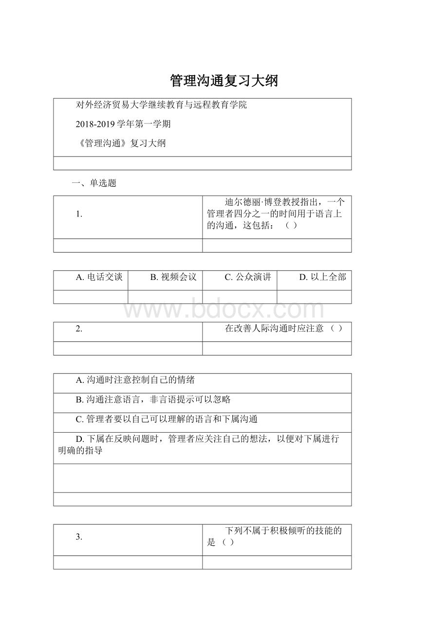 管理沟通复习大纲Word格式文档下载.docx_第1页