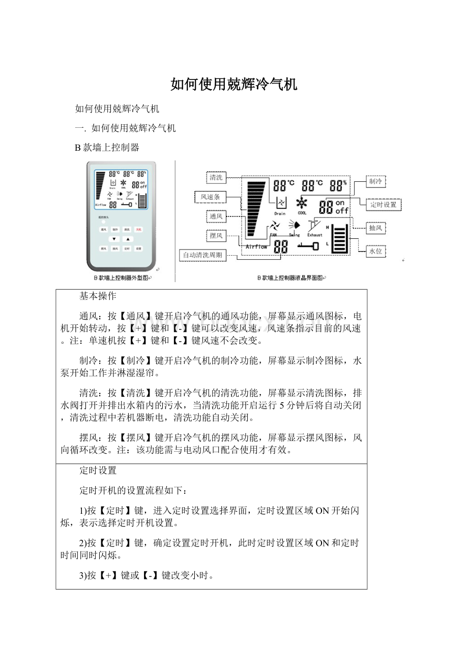 如何使用兢辉冷气机Word格式.docx