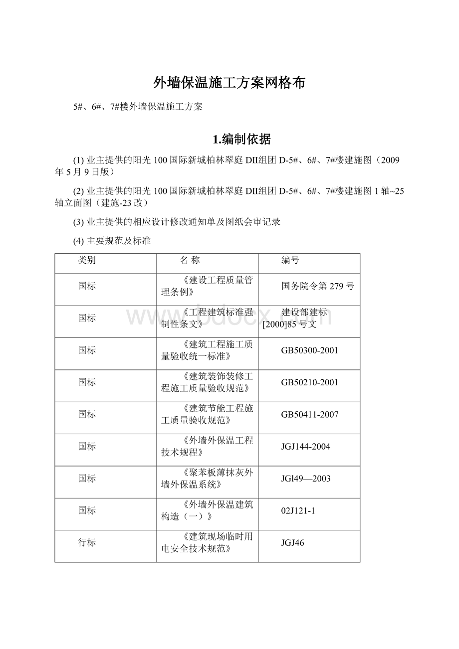 外墙保温施工方案网格布Word下载.docx_第1页