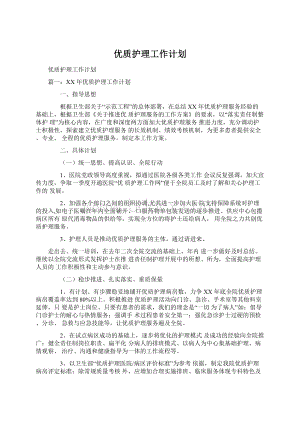 优质护理工作计划文档格式.docx