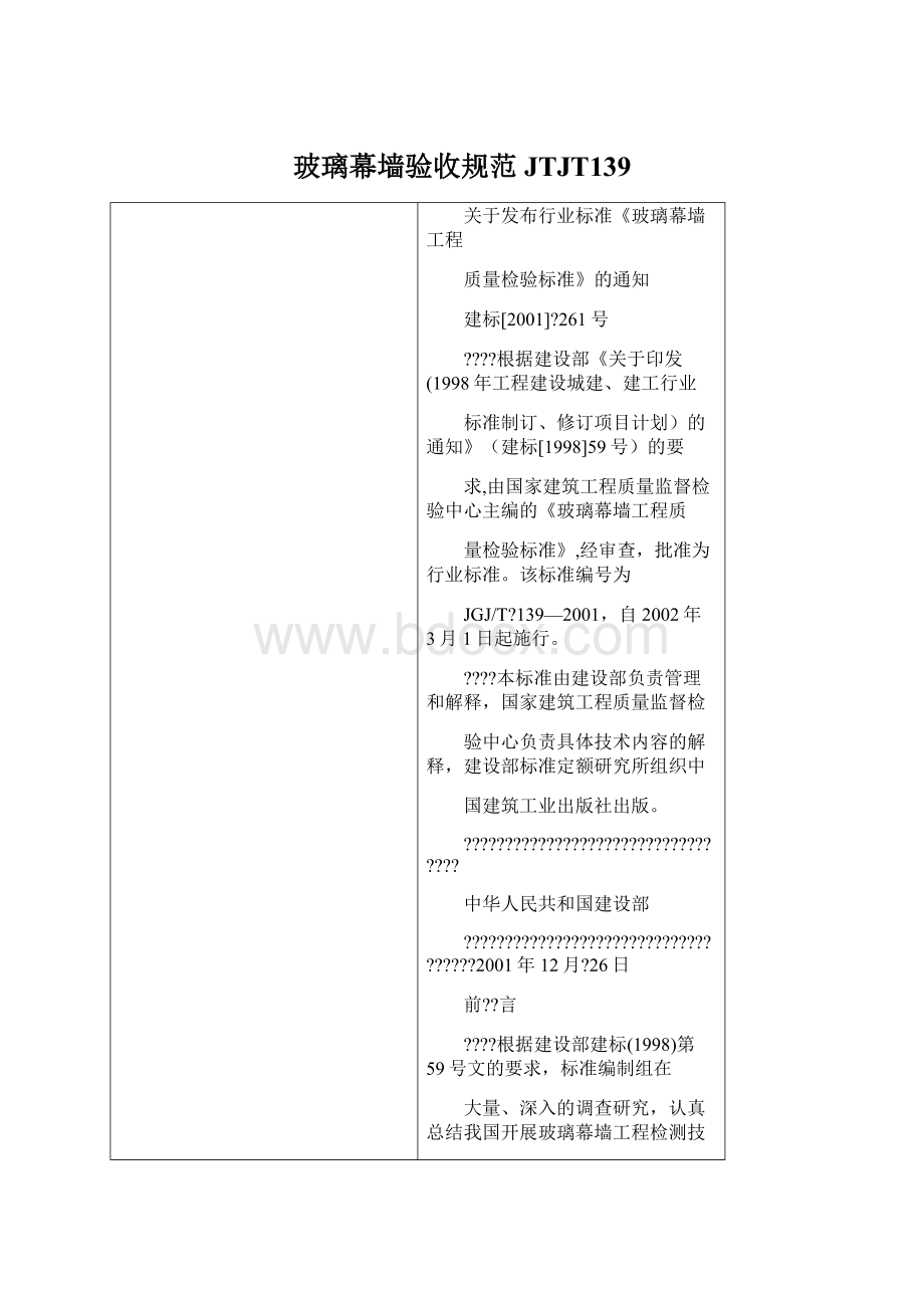 玻璃幕墙验收规范JTJT139.docx