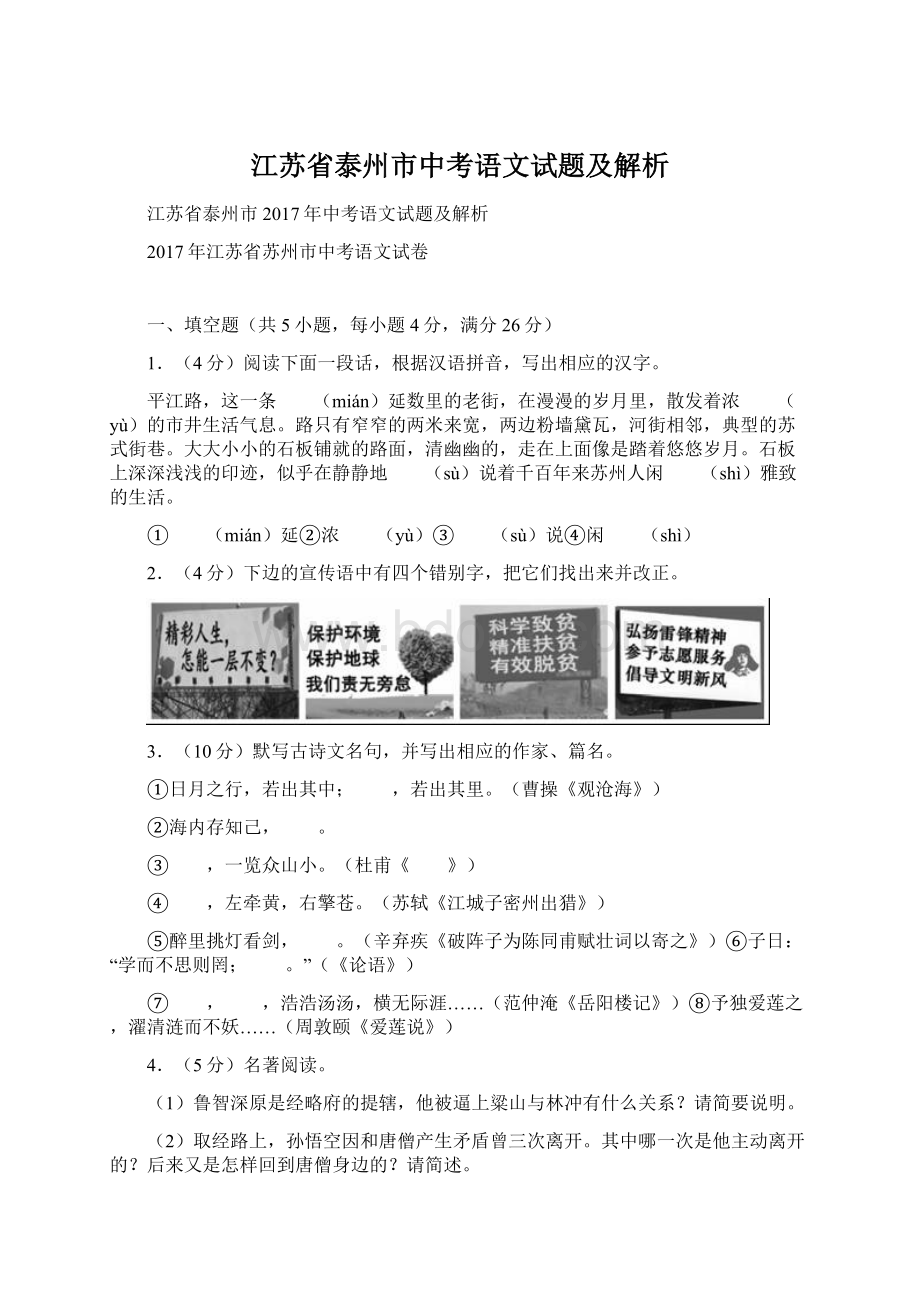 江苏省泰州市中考语文试题及解析.docx