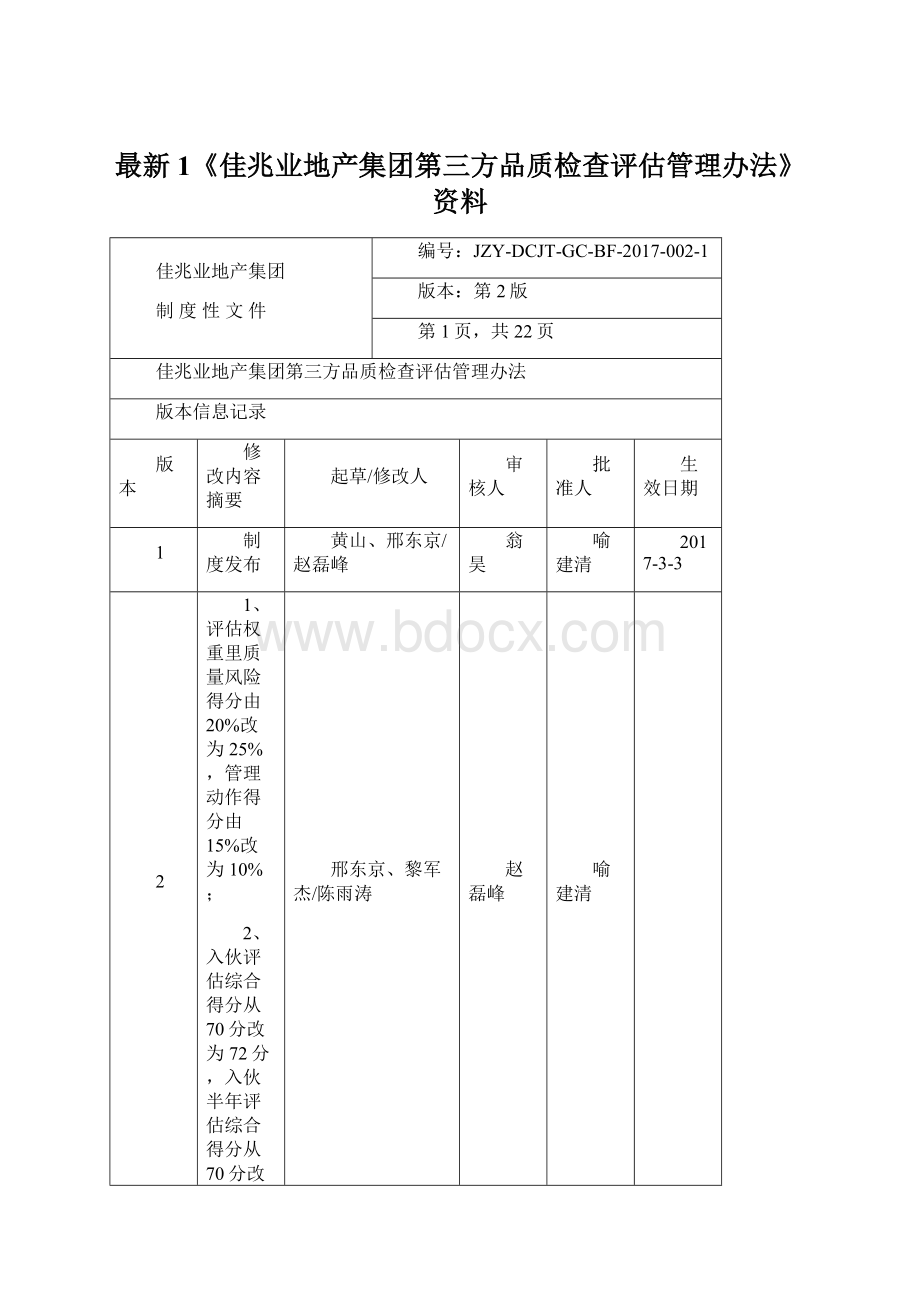 最新1《佳兆业地产集团第三方品质检查评估管理办法》资料.docx_第1页