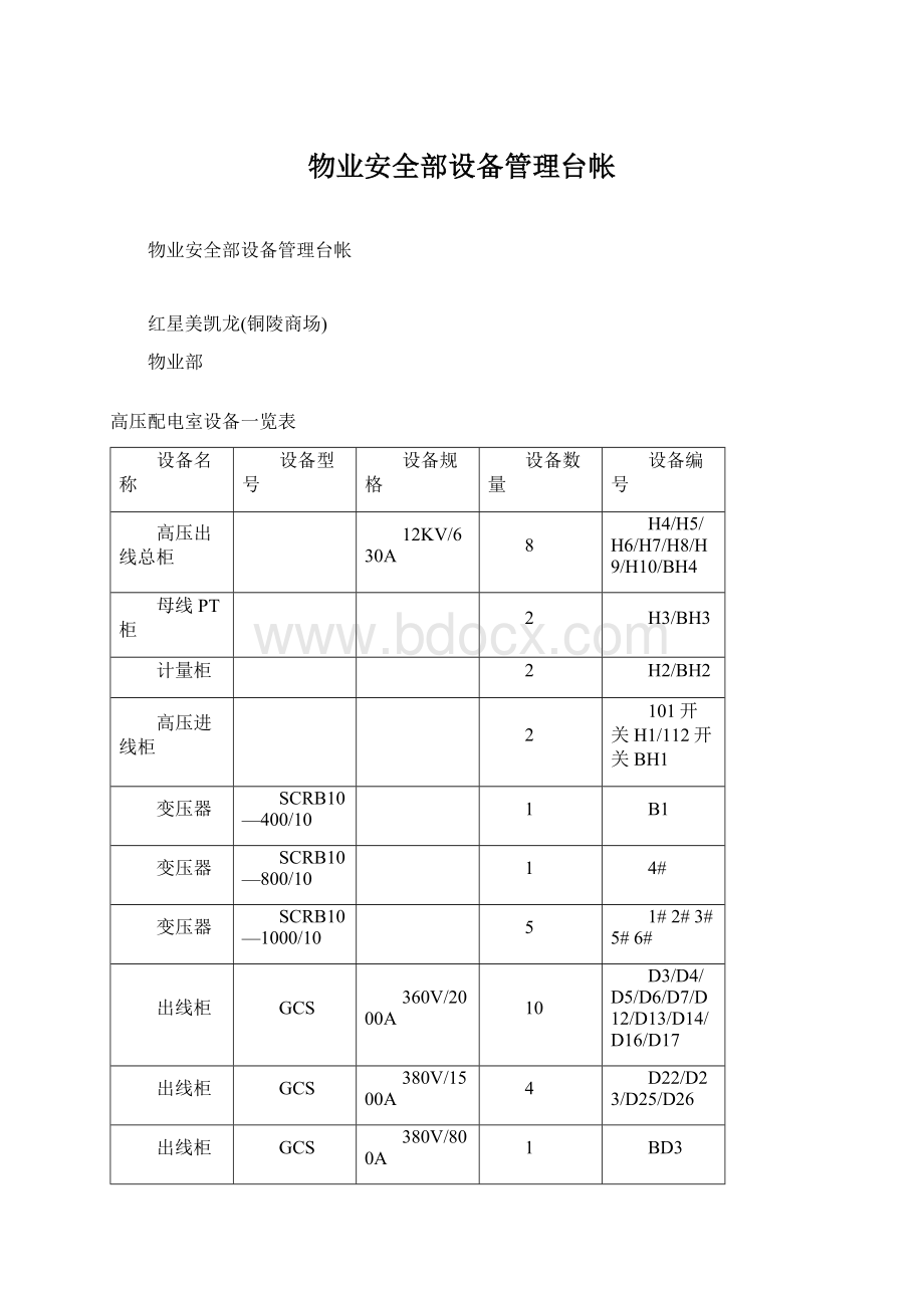 物业安全部设备管理台帐.docx_第1页