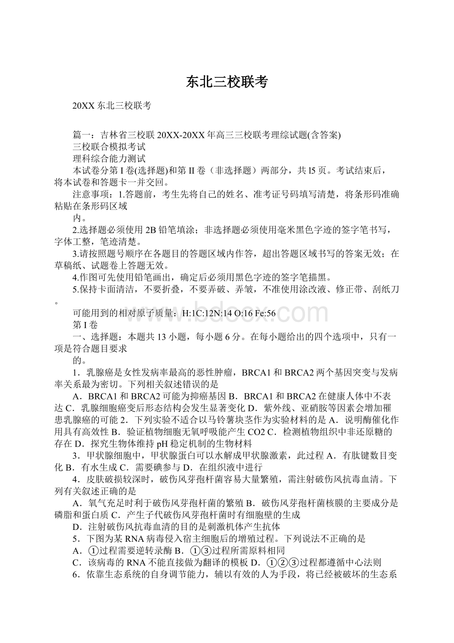 东北三校联考Word格式文档下载.docx