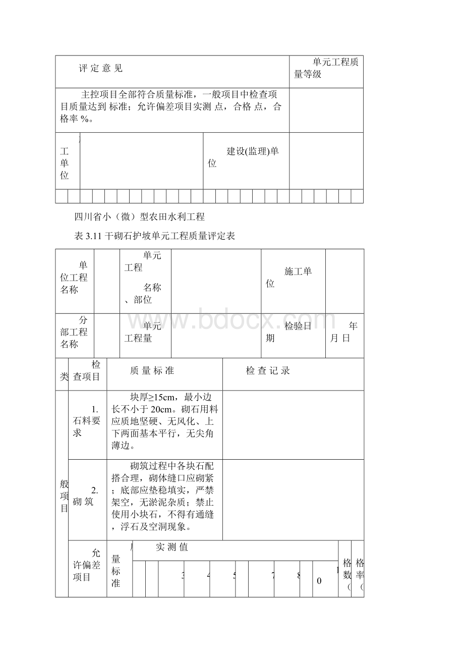 小微型农田水利工程施工质量检验与评定规程单元专用表格Word文件下载.docx_第3页