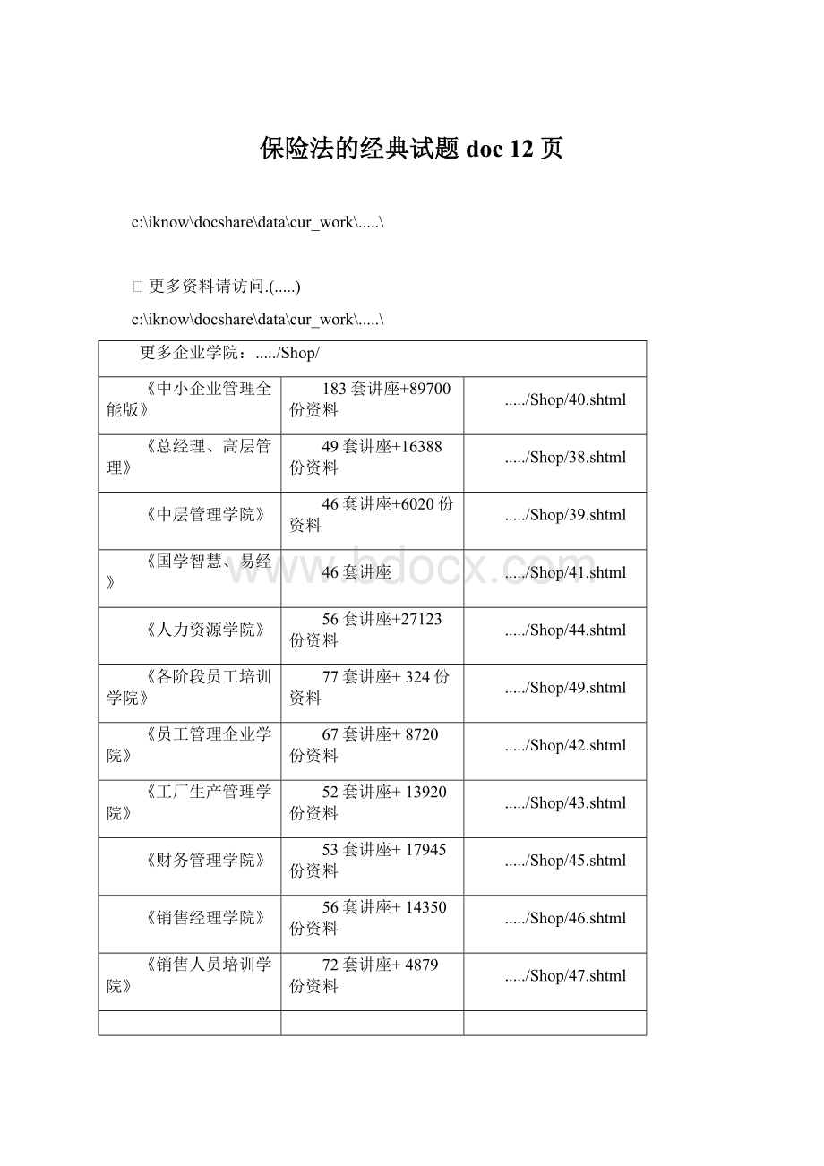 保险法的经典试题doc 12页.docx