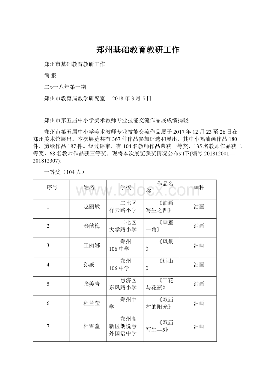 郑州基础教育教研工作Word文档格式.docx