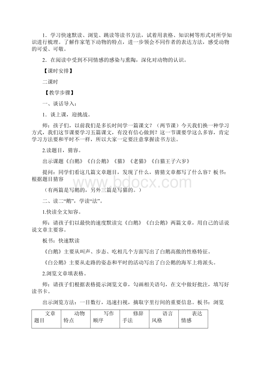 群文阅读同题对比学写法之作家笔下动物教学设计.docx_第2页