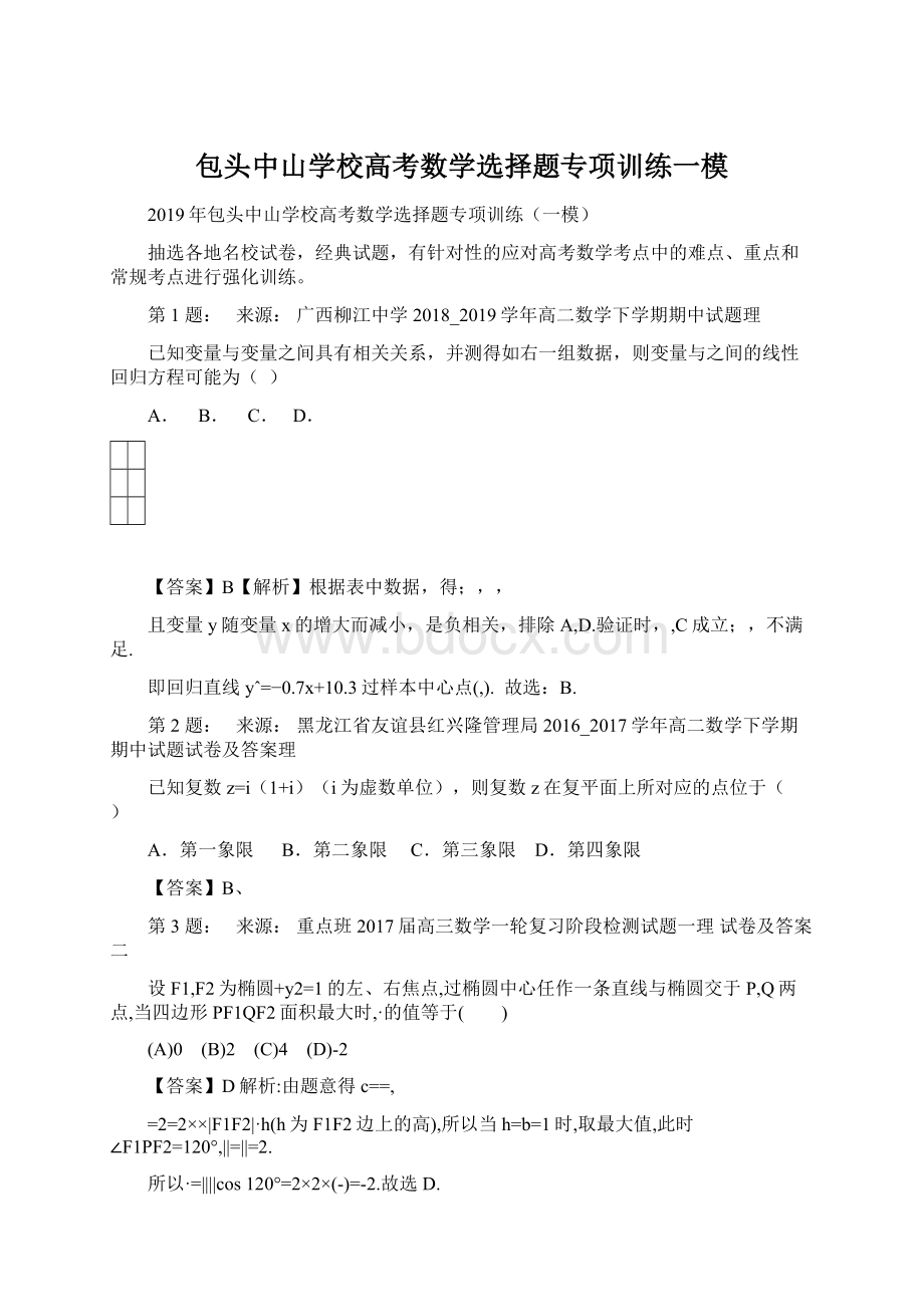 包头中山学校高考数学选择题专项训练一模.docx_第1页