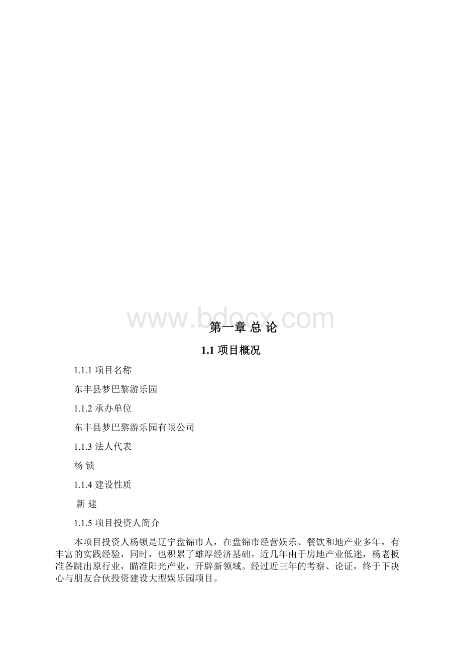 东丰县梦巴黎游主题乐园工程建设项目可行性研究报告Word文档格式.docx_第2页