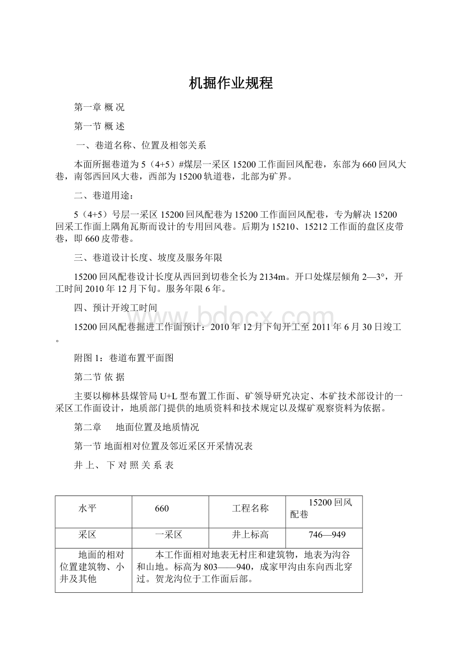 机掘作业规程文档格式.docx