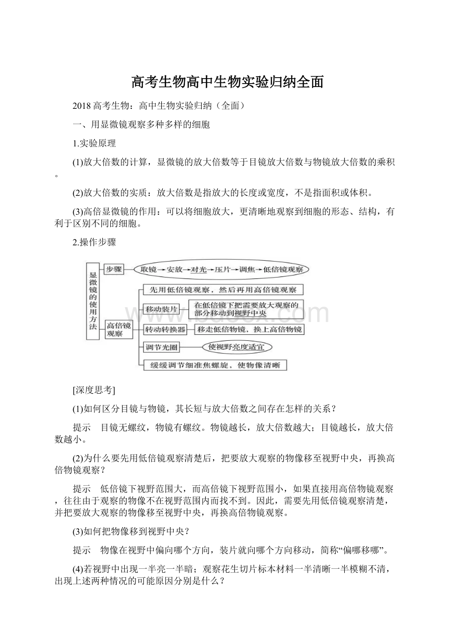 高考生物高中生物实验归纳全面.docx_第1页