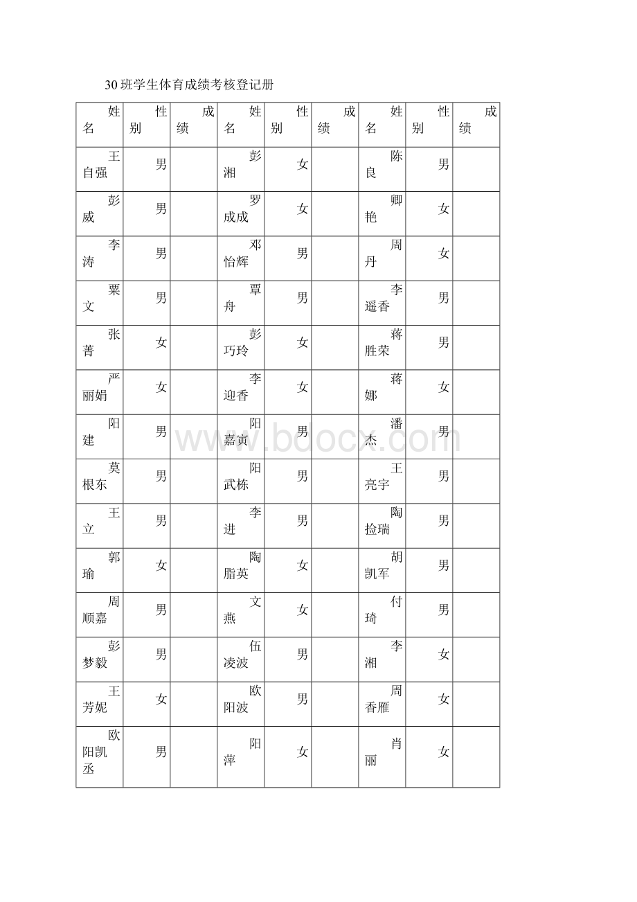 班学生体育成绩考核登记册.docx_第3页