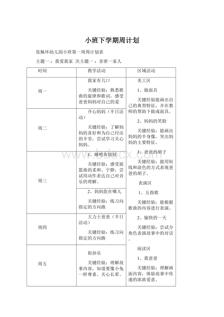 小班下学期周计划.docx