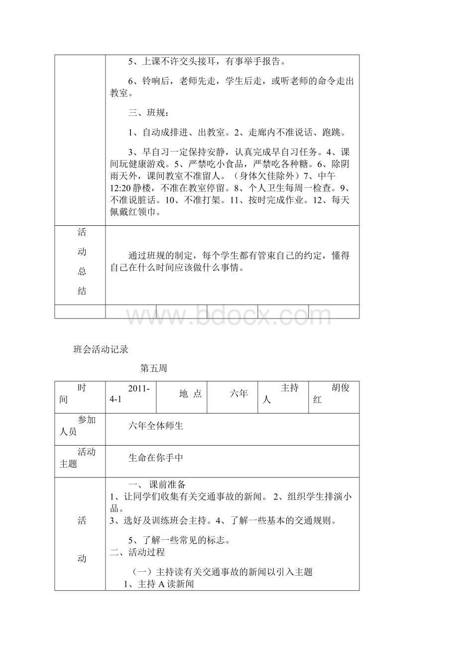 最新六年级班会活动记录Word格式文档下载.docx_第3页