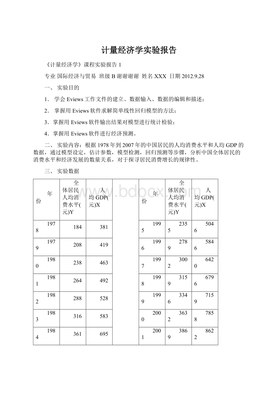 计量经济学实验报告.docx_第1页