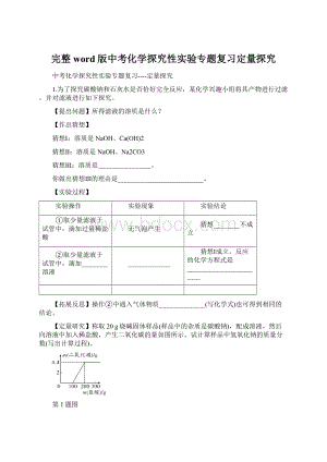 完整word版中考化学探究性实验专题复习定量探究Word文档格式.docx