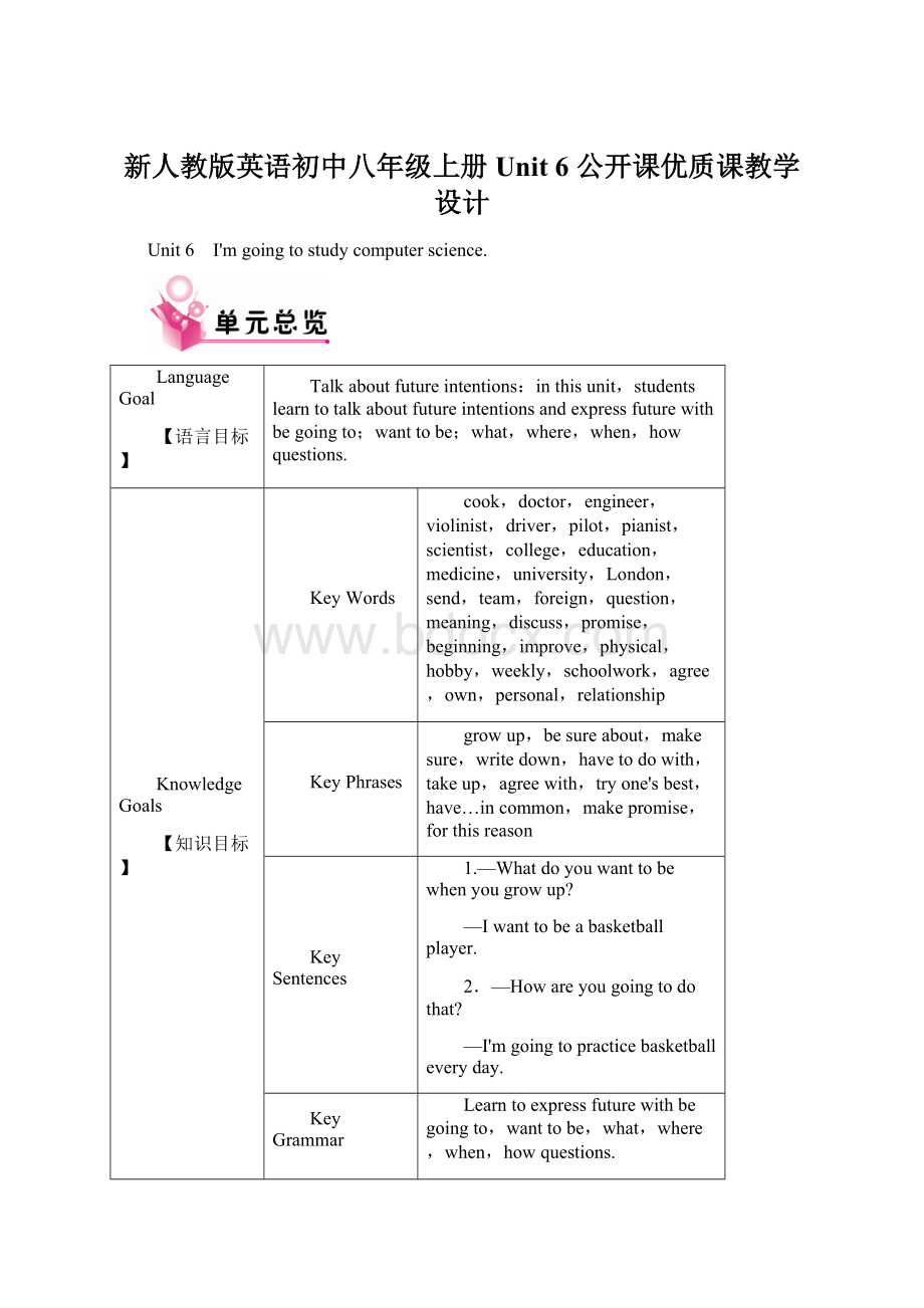 新人教版英语初中八年级上册Unit 6 公开课优质课教学设计.docx